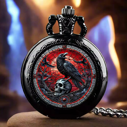Miniature Crow Skull Pocket Watch