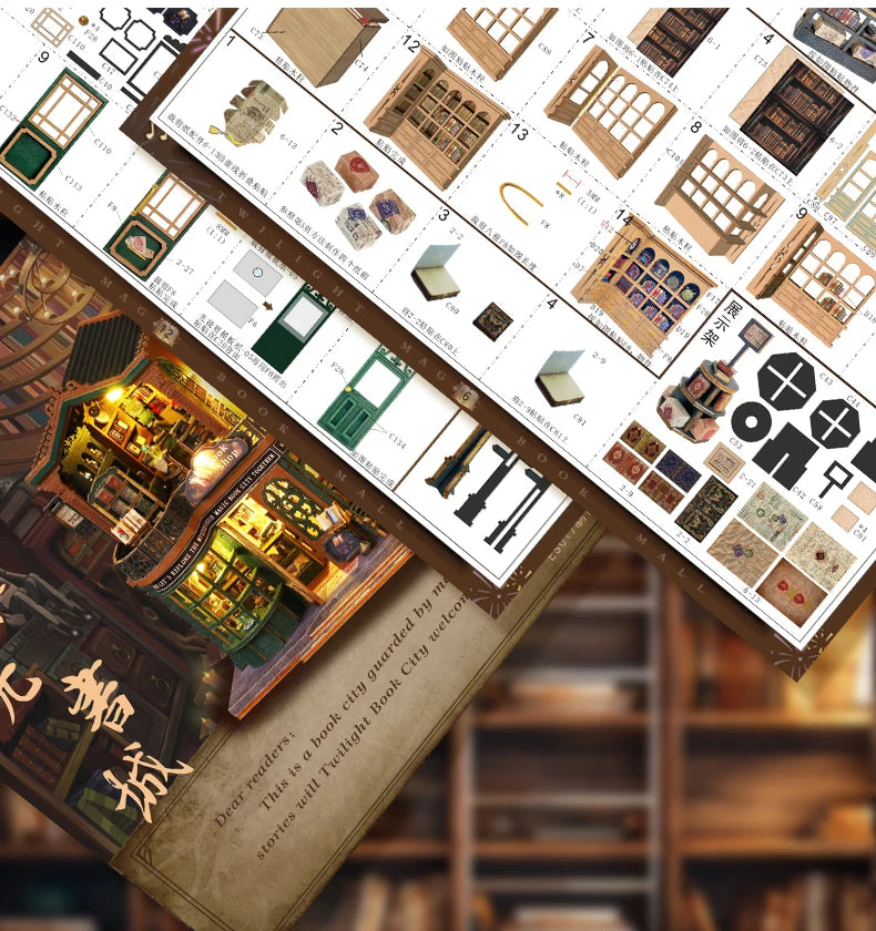 DIY Wooden Miniature Magic Twilight Book Shop