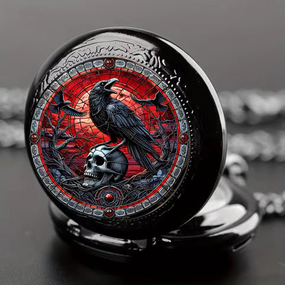 Miniature Crow Skull Pocket Watch