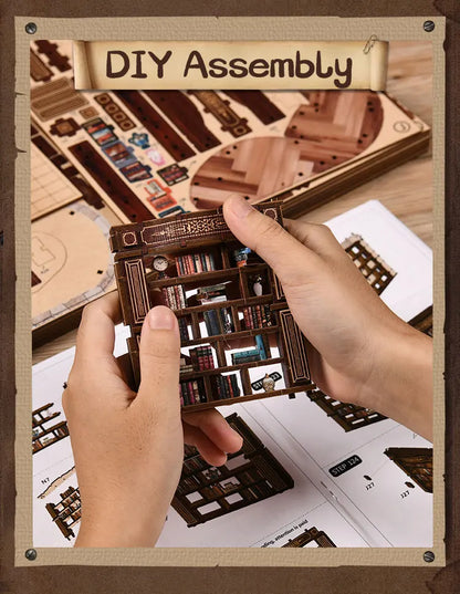 DIY Wooden Dreamy Book Hall Cottage Figurines Miniatures