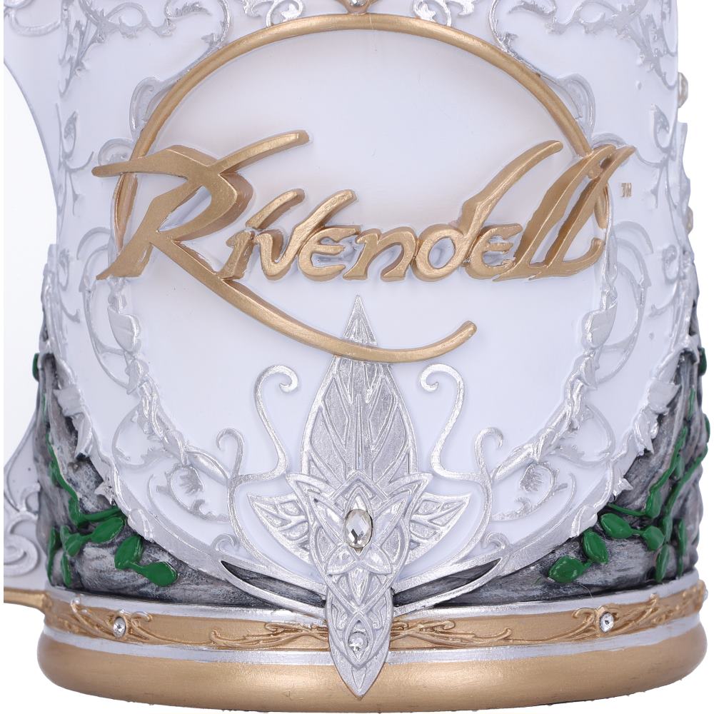 Decorative item with 'Rivendell' text and intricate designs on a white background