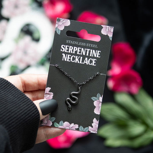 Elegant gothic-style snake necklace with black finish