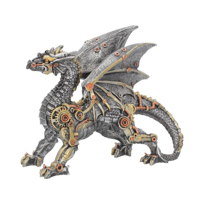 Alternative side view of Dracus Machina steampunk dragon statue
