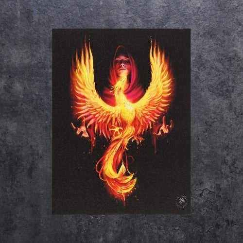 Hooded woman with rising phoenix canvas by Anne Stokes