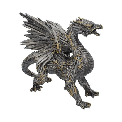 Alternative side view of sword-themed dragon figure with sculpted wings