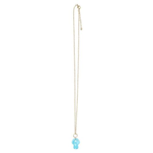 Blue Aura Crystal Mushroom Necklace with Card