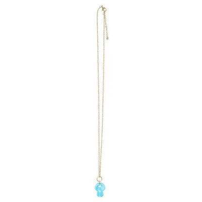 Blue Aura Crystal Mushroom Necklace with Card