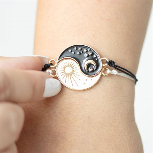Yin Yang friendship bracelet set with nickel-free stainless steel charms